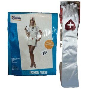 Nurse With Gloves Adult Womens Medium 8-10 Halloween CA Costume